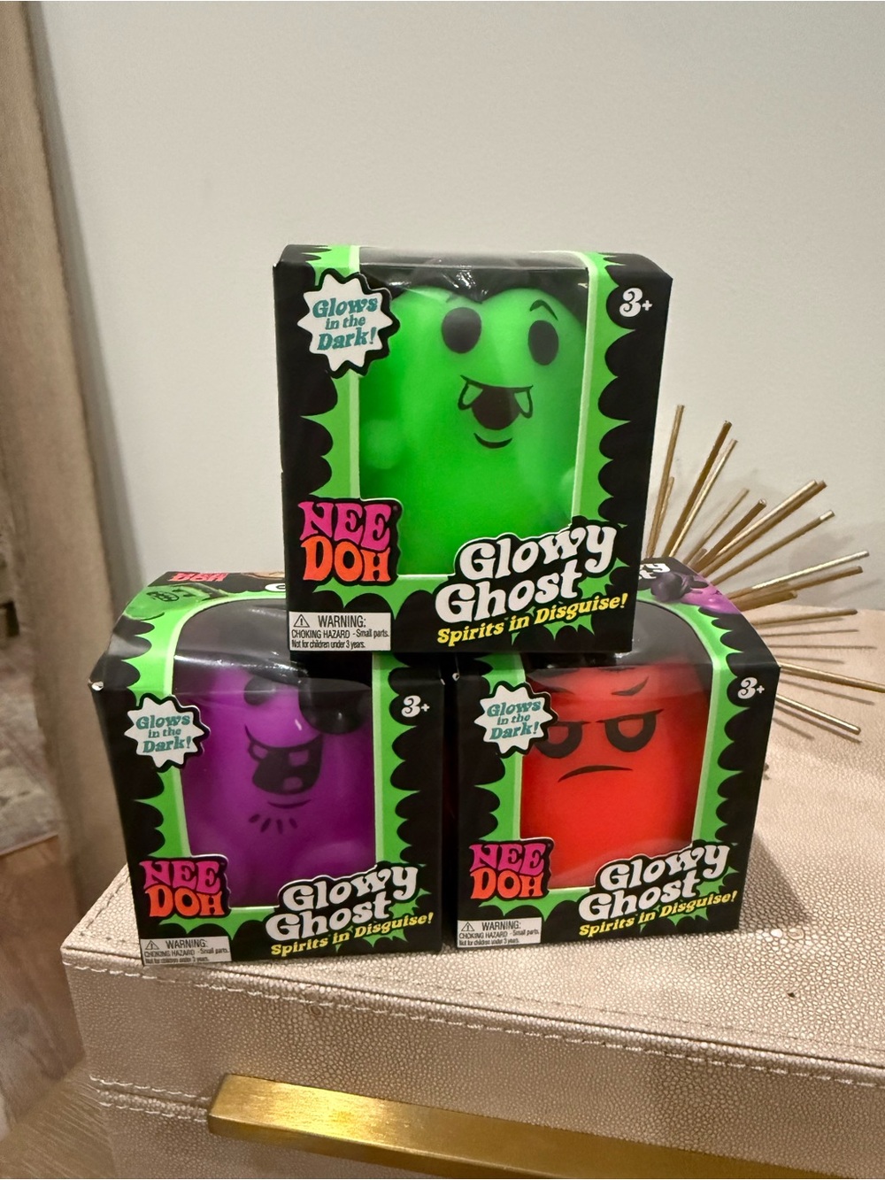 NEE DOH Glowy Ghost Stress Toy - Green, Purple & Red